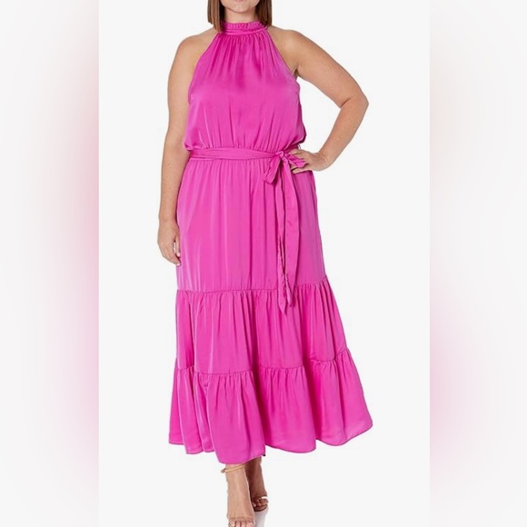 City Chic Halter Neck Maxi Dress Color: Lipstick Sz 16 - Picture 1 of 12